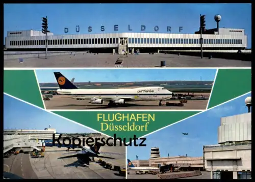 ÄLTERE POSTKARTE DÜSSELDORF FLUGHAFEN Airport Aeroport Boeing 747 Lufthansa Avion Airplane Plane Aerodrome cpa postcard