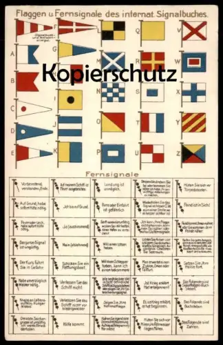 ALTE POSTKARTE FLAGGEN FERNSIGNALE INTERNATIONALES SIGNALBUCH Drapeau Flag Flags Flagge Signal Ansichtskarte AK postcard