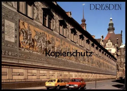 ÄLTERE POSTKARTE DRESDEN FÜRSTENZUG OPEL KADETT Auto Autos Reiterzug von Wilhelm Walther auf Meißner Porzellan postcard