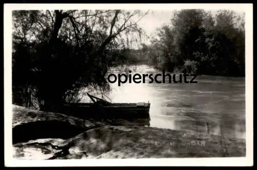 ÄLTERE POSTKARTE RIVER JORDAN NEAR JERUSALEM ISRAEL boat Photo Leon Fluss Strom cpa postcard AK Ansichtskarte