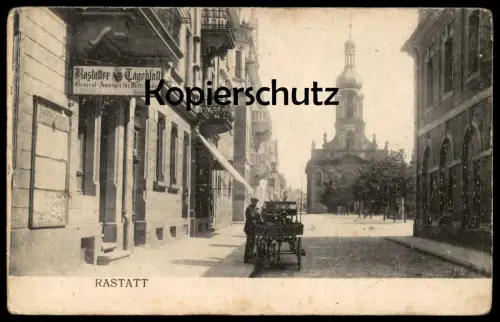 ALTE POSTKARTE RASTATT RASTATTER TAGEBLATT GENERAL-ANZEIGER FÜR MITTELBADEN KUTSCHE Zeitung newspaper Ansichtskarte cpa