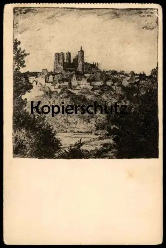 ALTE POSTKARTE LAON 1918 BLICK VOM FRIEDHOF FELDZEICHNUNG KARL LOTZE Zeichnung Feldpost cachet Infanterie Brigade cpa