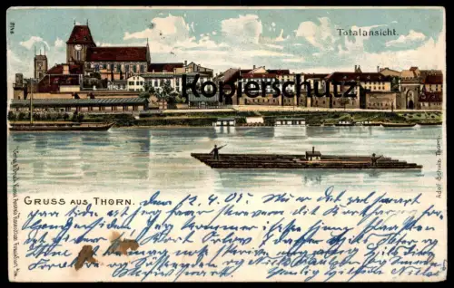 ALTE LITHO POSTKARTE GRUSS AUS THORN TOTALANSICHT Torun Ostpreussen Ostpreußen polska poland Polen Ansichtskarte cpa AK