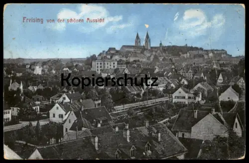 ALTE POSTKARTE FREISING VON DER SCHÖNEN AUSSICHT PANORAMA 1911 Bayern Ansichtskarte AK cpa postcard