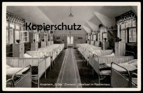 ALTE POSTKARTE KINDERHEIM ST. OTTO ZINNOWITZ USEDOM SCHLAFSAAL IM MÄDCHENHAUS children's home foyer d'enfants postcard