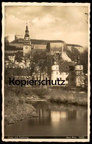 ALTE POSTKARTE GLATZ MIT FESTUNG 1937 Klodzko Kladsko Polska Poland Polen Pologne Schlesien postcard cpa Ansichtskarte