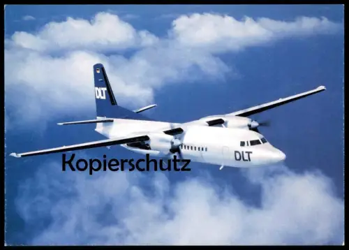 ÄLTERE POSTKARTE FLUGZEUG FOKKER 50 DLT AIRPLANE Airline Avion Aircraft Fluggesellschaft Ansichtskarte AK cpa postcard