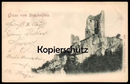 ALTE POSTKARTE GRUSS VOM DRACHENFELS 1898 BEI BONN KÖNIGSWINTER BURG RUINE Siebengebirge Ansichtskarte postcard cpa AK