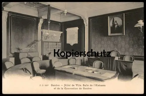 ALTE POSTKARTE GENÈVE HOTEL DE VILLE SALLE DE L'ALABAMA ET DE LA CONVENTION DE GENÈVE Genf Library Books Book