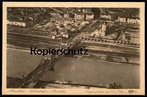 ALTE POSTKARTE MANNHEIM NECKARSTADT & MESSPLATZ FLIEGERAUFNAHME KIRMES ACHTERBAHN ROLLER COASTER FUN FAIR KERMESSE