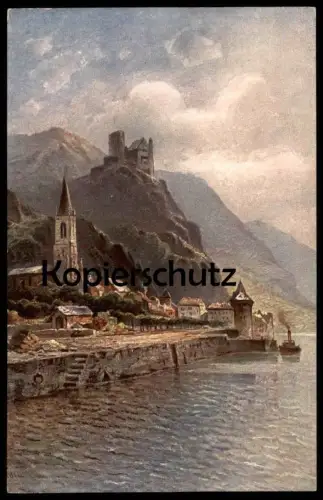 ALTE KÜNSTLER POSTKARTE BURG KATZ ST. GOARSHAUSEN ASTUDIN KÜNSTLERKARTE postcard cpa Ansichtskarte AK