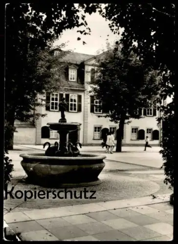 ÄLTERE POSTKARTE WEIMAR SCHILLERHAUS MIT GÄNSEMÄNNCHENBRUNNEN Brunnen fontaine fountain Dichter Poet Ansichtskarte cpa