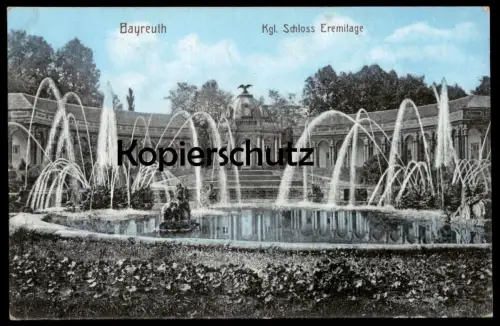 ALTE POSTKARTE BAYREUTH KÖNIGLICHES SCHLOSS EREMITAGE SPRINGBRUNNEN fontaine castle chateau postcard Ansichtskarte