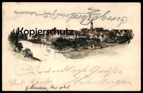 ALTE LITHO POSTKARTE MUNDERKINGEN PANORAMA GESAMTANSICHT ATELIER EUGEN FELLE ISNY 1903 Ansichtskarte AK cpa postcard