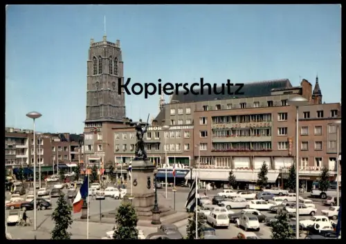 ÄLTERE POSTKARTE DUNKERQUE LE BEFFROI ET LA PLACE JEAN-BART Dünkirchen voitures cars Auto Citroen 2CV VW Volkswagen Opel