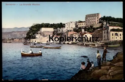 ALTE POSTKARTE SORRENTO LA GRANDE MARINE CAPODIMONTE Surriento Sorrent Hafen Kinder children enfants bambini postcard
