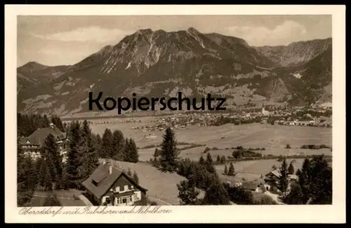 ALTE POSTKARTE OBERSTDORF MIT RUBIHORN UND NEBELHORN VOM HÖLLWIESENWEG Panorama Ansichtskarte AK cpa postcard