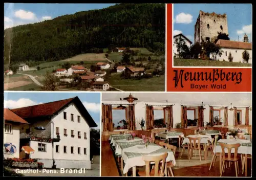 ÄLTERE KARTE NEUNUSSBERG GASTHOF PENSION WILLI BRANDL Wiesing Gotteszell Ski Arnbruck Auto VW Volkswagen Käfer Viechtach