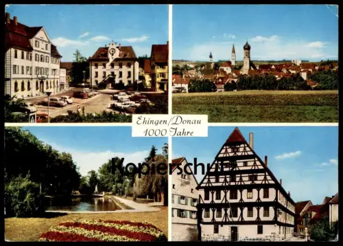 ÄLTERE POSTKARTE 1000 JAHRE EHINGEN DONAU MARKTPLATZ GESAMTANSICHT KROGGENSEE MUSEUM Autos Auto VW Käfer Ansichtskarte