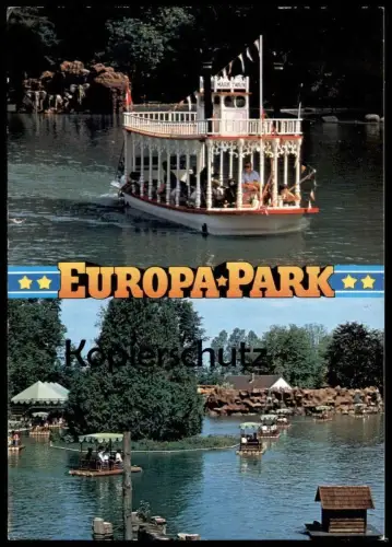 POSTKARTE EUROPA-PARK RUST Fun Park Parc Attraction Theme Parc d'attractions Funpark Schiff Mississippi Ship Mark Twain