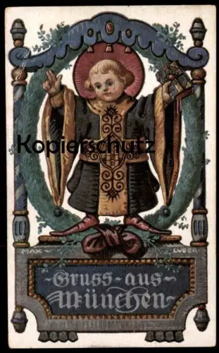 ALTE POSTKARTE GRUSS AUS MÜNCHEN KÜNSTLERKARTE MAX LUBER MÜNCHNER KINDL BIBEL Ottmar Zieher Nr. 26 AK postcard cpa