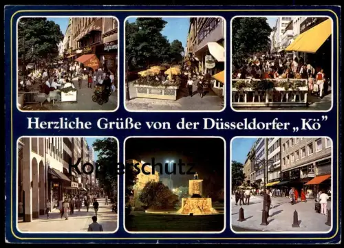 ÄLTERE POSTKARTE DÜSSELDORF KÖNIGSALLEE GRÜSSE VON DER KÖ DREHORGEL ORGEL orgue de barbarie street organ hurdy-gurdy AK