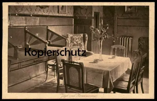 ALTE POSTKARTE RHEINE HOTEL HARTMANN JAGDZIMMER HERRENZIMMER Bahnhofshotel Conditorei Café Garage postcard AK cpa
