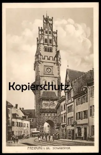 ALTE POSTKARTE FREIBURG BREISGAU SCHWABENTOR BROT UND FEINKOST FRANZ XAVER ... FRISEUR Tor gate porte Ansichtskarte AK