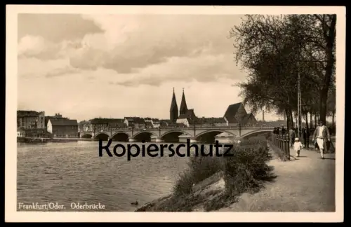 ALTE POSTKARTE FRANKFURT AN DER ODER ODERBRÜCKE KIND & FRAU 1939 FELDPOST Ansichtskarte AK cpa postcard