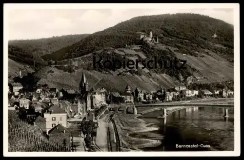 ALTE POSTKARTE BERNCASTEL-CUES GESAMTANSICHT MOSEL BERNKASTEL-KUES PANORAMA Eisenbahn Ansichtskarte AK cpa postcard