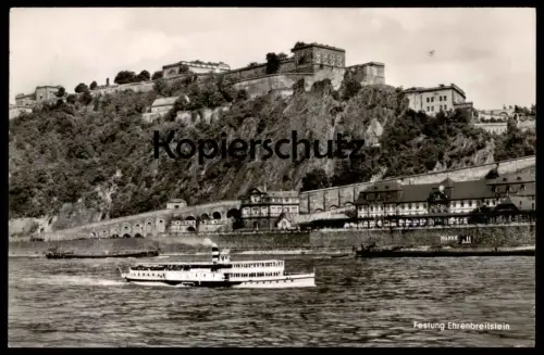 ÄLTERE POSTKARTE FESTUNG EHRENBREITSTEIN KOBLENZ Dampfer steam ship Köln Düsseldorfer ? Frachtschiff Cargo freight ship