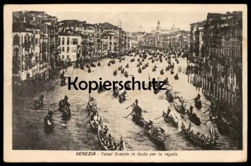 ALTE POSTKARTE VENEZIA CANAL GRANDE IN FESTA PER LA REGATA Regatta régate Gondoliere Gondola Gondolino Venedig Fest AK