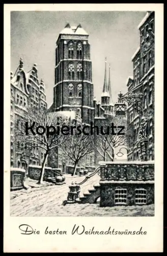 ALTE POSTKARTE DANZIG DIE BESTEN WEIHNACHTSWÜNSCHE GDANSK ST. MARIEN RADIERUNG VON PAUL KREISEL ZENSUR B. HELLINGRATH AK