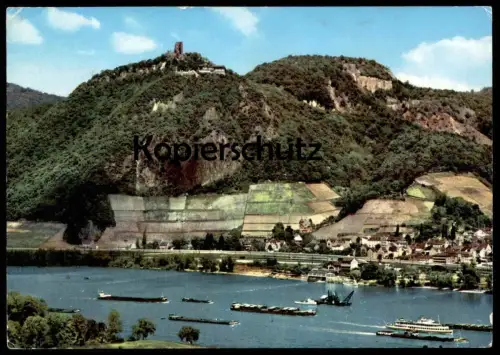 ÄLTERE POSTKARTE DRACHENFELS KÖNIGSWINTER RHEIN PANORAMA RIJN Frachtschiff Cargo Ship Schiff cpa postcard Ansichtskarte