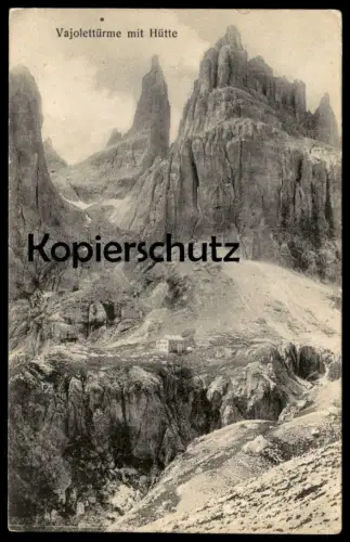 ALTE POSTKARTE VAJOLETTÜRME MIT HÜTTE VAJOLET VAJOLETT Südtirol Alto Adige Dolomiti Dolomiten Trento Ansichtskarte cpa