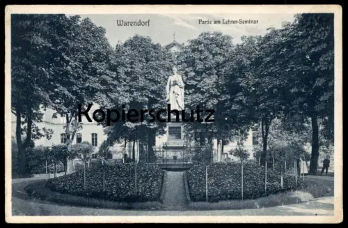 ALTE POSTKARTE WARENDORF PARTIE AM LEHRER-SEMINAR 1912 Schule Statue Monument Overberg cpa postcard Ansichtskarte AK
