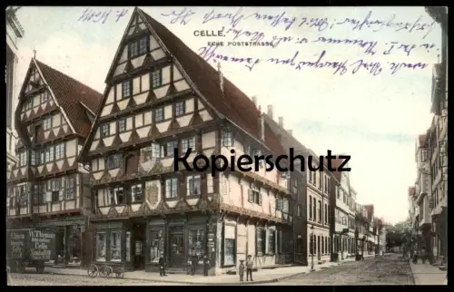 ALTE POSTKARTE CELLE ECKE POSTSTRASSE 1907 W. THIEMANN BAHNSPEDITEUR CELLE NEUSTADT Ansichtskarte AK cpa postcard