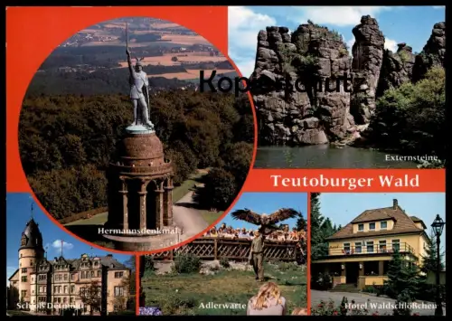 POSTKARTE HERMANNSDENKMAL TEUTOBURGER WALD SCHLOSS DETMOLD ADLERWARTE HOTEL WALDSCHLÖSSCHEN ADLER EAGLE Aigle postcard