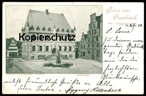 ALTE POSTKARTE GRUSS AUS OSNABRÜCK RATHHAUS 1899 Rathaus Ansichtskarte AK postcard cpa
