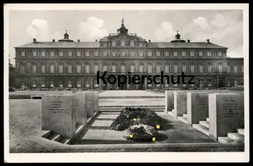 ALTE POSTKARTE RASTATT SCHLOSS FAVORIT 1943 KRÄNZE EHRENMAL Monument des Infanterie Regiments Markgraf Ludwig Wilhelm