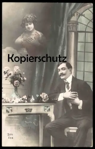 ALTE POSTKARTE LIEBESPAAR PAAR COUPLE HERZ Surrealisme Le Reve Der Traum Rolo 332 the dream Feldpost Poststation No. 36