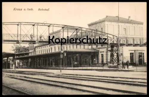 ALTE POSTKARTE KREUZ OSTBAHN BAHNHOF Krzyz Wielkopolski station gare Polen Polska Poland postcard cpa AK Ansichtskarte