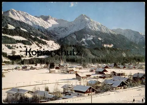 ÄLTERE POSTKARTE FISCHEN IM ALLGÄU MIT ENTSCHENKOPF NEBELHORN RUBIHORN Winter Schnee Snow hiver neige Ansichtskarte