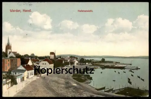 ALTE POSTKARTE WERDER AN DER HAVEL HAFENANSICHT Hafen Mühle Molen Moulin Mill Stempel Zensur Auslandsstelle Aachen cpa