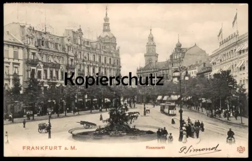 ALTE POSTKARTE FRANKFURT AM MAIN ROSSMARKT KARREN STRASSENBAHN Tram Tramway Ansichtskarte AK cpa postcard