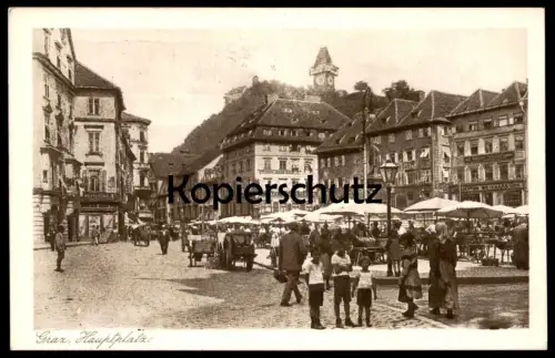 ALTE POSTKARTE GRAZ HAUPTPLATZ 1932 KIND KINDER Markt Café Nordstern Weikhard marché market Austria AK postard cpa