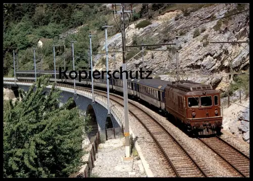 POSTKARTE LOK RE 4/4 NR. 177 VOR IC431 TRAIN BLEU IN HOHTENN BASEL-BERN-BRIG-DOMODOSSOLA Railway Eisenbahn locomotive