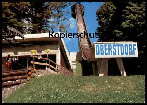ÄLTERE POSTKARTE OBERSTDORF HEINI KLOPFER SPRUNGSCHANZE Skifliegen tremplin ski-jumping jump lift chairlift Sessellift