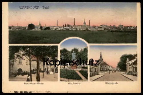 ALTE POSTKARTE WARENDORF FRANZISKANER-KLOSTER SEMINAR MÜNSTERSTRASSE TOTAL Couvent Convent Druckfehler postcard cpa AK
