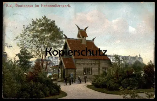 ALTE POSTKARTE KIEL BOOTSHAUS IM HOHENZOLLERNPARK 1907 Hohenzollern Park Ansichtskarte AK cpa postcard